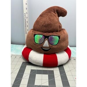 Six‎ Flags Poop Emoji Plush hat with Sunglasses & Lifesaver Ring Stuffed Toy